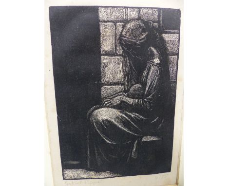 GABRIEL PIPPET (1880-1962).  ARR.  MOTHER AND CHILD, PENCIL SIGNED AND NUMBERED LIMITED EDITION BLACK AND WHITE PRINT, UNFRAM