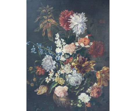 OLD MASTER SCHOOL, STILL LIFE OF SUMMER FLOWERS, OIL ON CANVAS, 93 x 71cms.