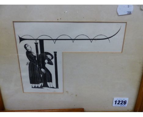 ERIC GILL (1882-1940).  TEXT LETTER FROM THE PHARISEE AND THE PUBLICAN, WOOD ENGRAVING, 14 x 19cms.  TOGETHER WITH ANOTHER PR