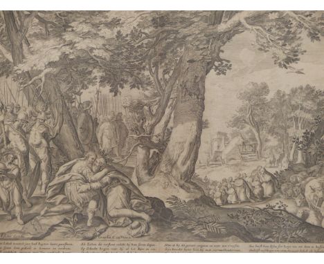 AFTER C. VISSCHER (1629-1658).  PRINT, OLD TESTAMENT SCENE, 40 cm x 52 cm