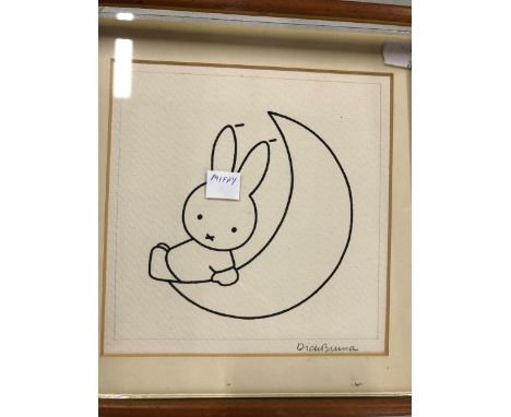 DICK BRUNA (1927-2017). ARR. MIFFY, PENCIL SIGNED PEN AND INK DRAWING, 18 x 17cms.