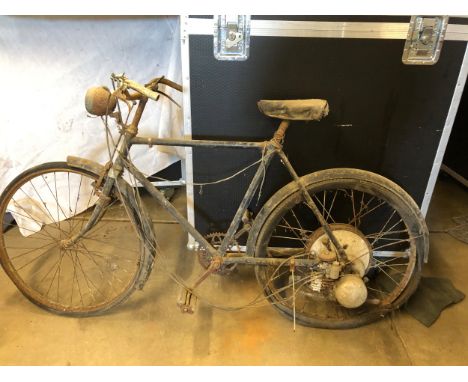 AN UNKNOWN MOTOR BI-CYCLE WITH REAR CENTRE HUB ENGINE - BARN FIND FOR RESTORATION
