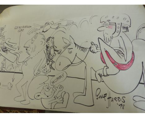 ROLF HARRIS (b. 1930).  ARR.  A LARGE SKETCH /CARICATURE, SIGNED AND INSCRIBED 1978.  COLOUR MARKERS OF PEN AND INK, NOT MOUN