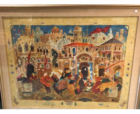 ROY FAIRCHILD WOODARD (b. 1953).   ARR.  AN ITALIAN ARCHITECTURAL CAPRICCIO.  SIGNED LIMITED EDITION COLOUR PRINT, 100 x 130c