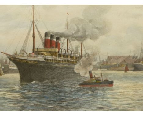 AFTER JAMES TOWNSEND.  A HAND COLOURED PRINT 'SOUTHAMPTON DOCKS' 27 x 48cms, TOGETHER WITH TWO OTHER MARINE PRINTS. SIZES VAR