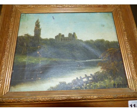LATE 19th.C. ENGLISH SCHOOL.  PAIR OF RIVER LANDSCAPES, OIL ON CANVAS, 21 x 25.5cms TOGETHER WITH ANOTHER RIVER SCENE BY A DI
