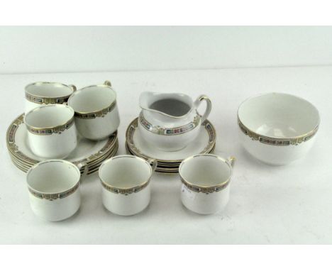 A J &amp; G Meakin part tea set comprising 6 cups, saucers and side plates, milk and sugar.