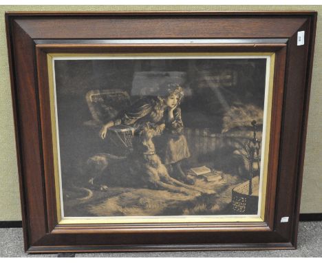 A large Frost and Reed print, titled "Silent Sympathy" by Herbert Dicksee, framed and glazed, 49cm x 58cm 