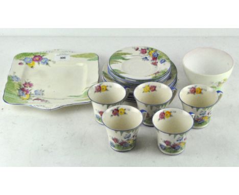 A Crown Devon fieldings pattern part tea set, rd no 785495, including tea cups, saucers and more