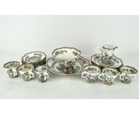 A Coalport Indian Tree pattern part tea/coffee service, with fluted edge, comprising 6 cups, 7 saucers, 6 side plates, milk j