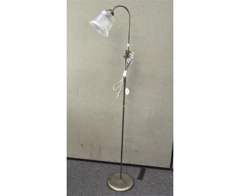 A vintage standard lamp with glass shade, 157cm high