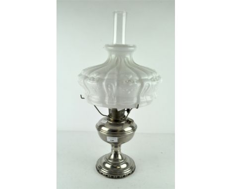 A vintage Aladdin model 12 oil lamp with an unusually large shade, 58cm high