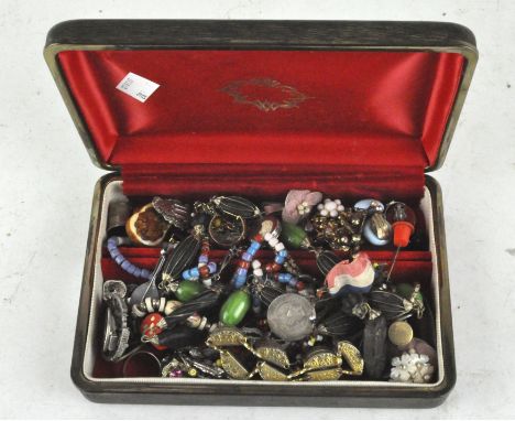 A collection of assorted vintage costume jewellery, Smiths ladies wristwatch, earrings and more