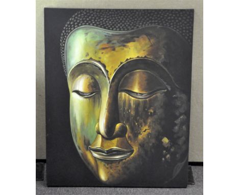 A large print on canvas depicting Buddha, 100cm x 80cm