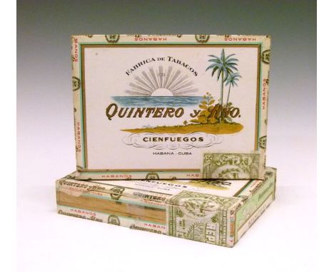 Cigars - Sealed box of Quintero Panetelas, together with a part box of twenty-one  Condition: Both boxes appear to have opene