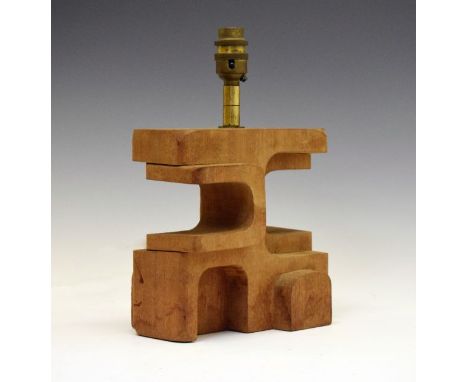 Modern Design - Brian Wilsher - A wooden abstract lamp base, unsigned, 18.5cm high exclusive of fitting A.R. Provenance - Pur