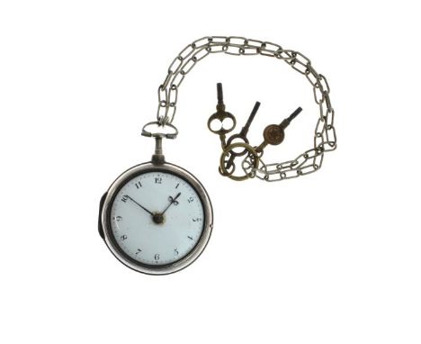 Georgian silver pair cased pocket watch, inner and outer case do not match, the verge escapement fusee movement signed 'Walke