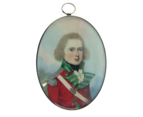 Frederick Buck (1771-1840) - Oval miniature - Portrait of a young officer of the 55th Regiment of Foot, unsigned, verso inscr