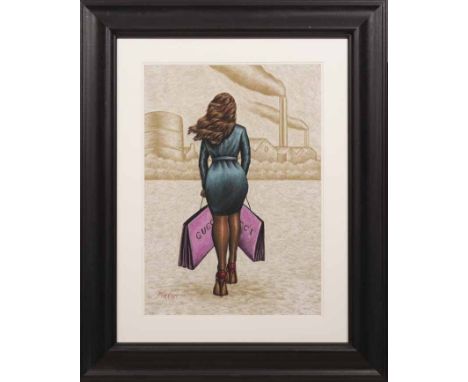 * GRAHAM MCKEAN,
GUCCI GUCCI
pastel on paper, signed
58.5cm x 41cm
Mounted, framed and under glass