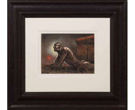 * PETER HOWSON OBE,
UPWARD DOG
pastel on paper, signed
21cm x 28cm
Mounted, framed and under glass