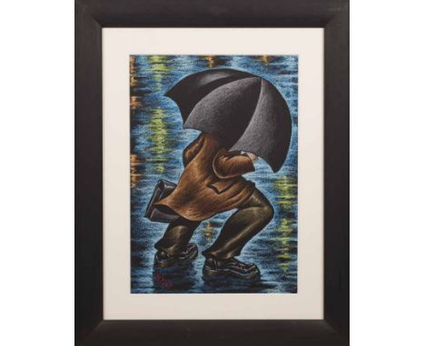 * GRAHAM H D MCKEAN, 
RUNNING IN RAIN
pastel on paper, signed
56.5cm x 40cm
Mounted, framed and under glass