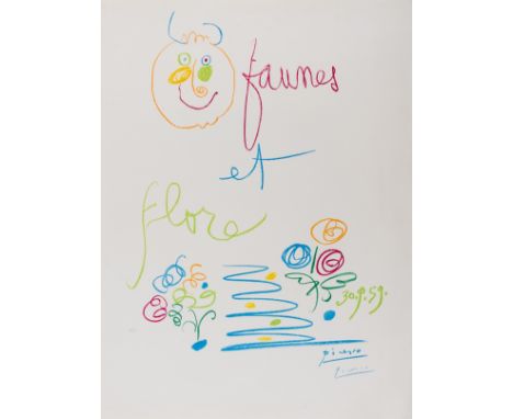 δ Pablo Picasso (1881-1973) after.Faunes et FloreLithograph printed in colours, 1960, signed in blue crayon, numbered from th