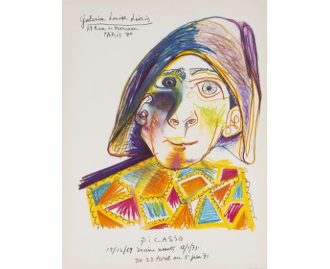 δ Pablo Picasso (1881-1973) after.L'Arlequin. Galerie Louise Lieris (Czwiklitzer 390)Lithograph printed in colours, 1971, a p