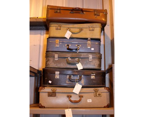 VINTAGE SUITCASES. Six vintage suitcases