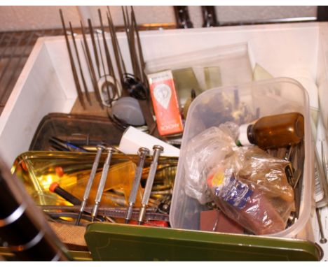 WATCH MAKERS TOOLS. Box of watch makers tools