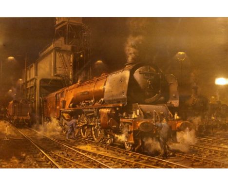STEAM ENGINE SIGNED PRINT. Signed limited edition print of Duchess of Hamilton