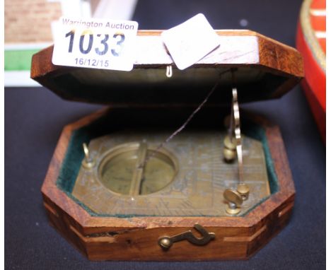 SUNDIAL. Boxed brass sundial