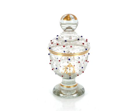A 19th Century enamel&nbsp;glass wafer jar,&nbsp;16cm high&nbsp;