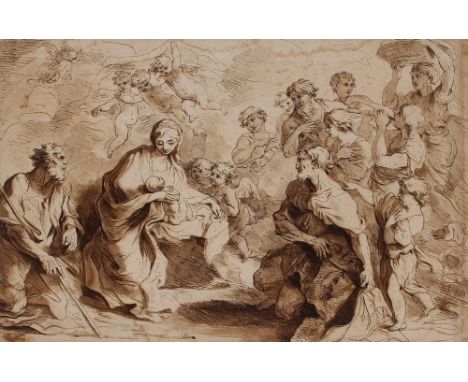 Framed Old Master print of The Nativity;&nbsp;and an engraving of a Holy Procession (2)