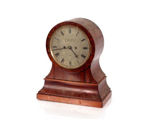A 19th Century mahogany balloon cased mantel clock,&nbsp;by Barraud &amp; Lund Cornhill London, having silvered Roman numeral