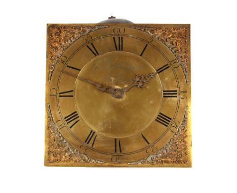 A Georgian oak longcase clock,&nbsp;by George Maynard Melford, the hood surmounted by three gilt orbs above a shaped pediment