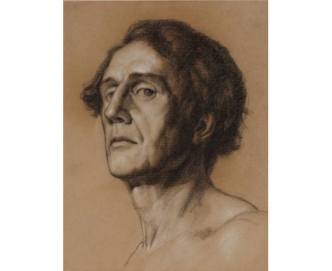 20th Century British school,&nbsp;portrait study of a man, unsigned charcoal and chalk, 37cm x 28cm&nbsp;
