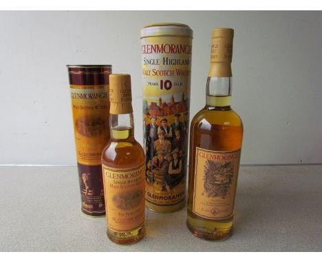 Glenmorangie Single Highland Scotch Whisky 70cl in tin, Glenmorangie 10 years old, 35cl in tin