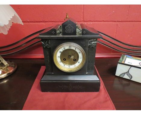 A slate and marble mantel clock