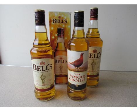 Bell's blended Scotch Whisky 1 litre, 70cl x 2 (one boxed), The Famous Grouse 70cl (4) 