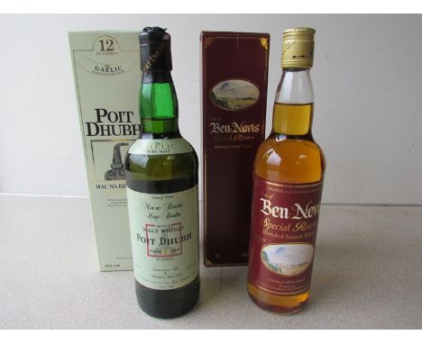 Poit Dhubh Mac Na Braiche, 12 years old malt Whisky, boxed 70cl, Dew of Ben Nevis Special Reserve, blended Scotch Whisky 70cl