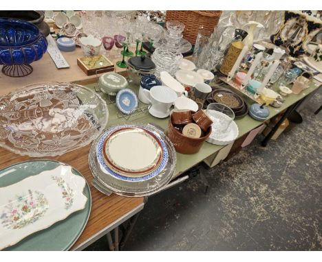 Cake serving platters, glass and ceramic vases, ramekin dishes, Denby ware and candleholders