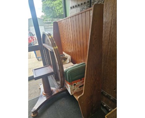 A vintage Arts and crafts style pitch pine high back hall settle.