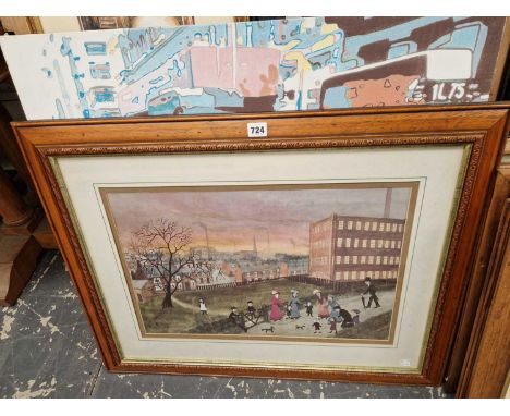 A Helen Bradley print and a print on canvas of New York taxis. (2)
