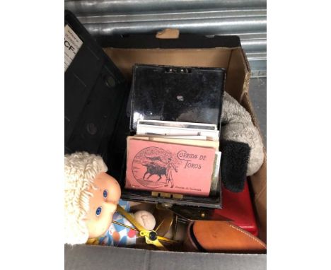 Vintage postcards a Sony World band radio etc.