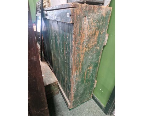 A vintage painted pine rustic two door cabinet 130 x 39 x 110 cm high.