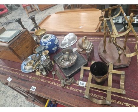 A vintage wine bottle cradle, other metal wares etc. 