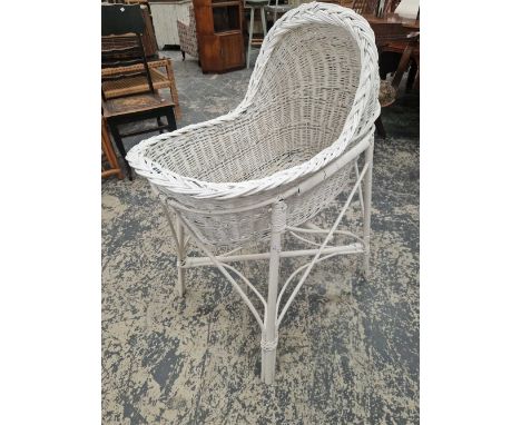 A vintage wicker crib.