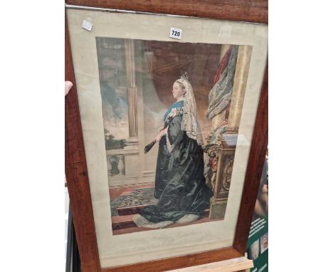 A full length portrait of Queen Victoria after Von Angeli, 44 x 64cm image size.