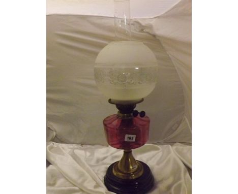 VICTORIAN OIL LAMP ,CRANBERRY FONT EST [£40- £80]