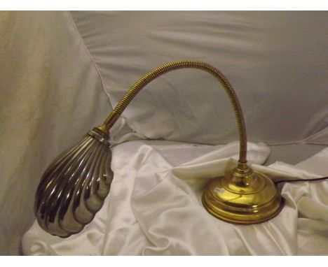 STUDENTS LAMP WITH A SCALLOPED SHADE BRASS BASE EST [£15- £25]